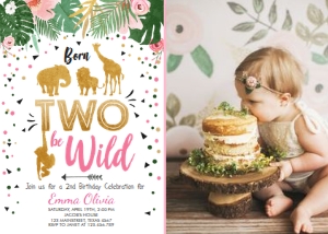 Birthday Invitation Born to be Wild Girl Photo design preview