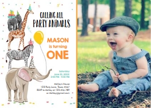 Birthday Invitation Party Animals Yellow design preview