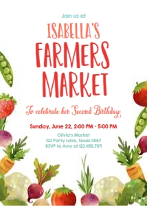Birthday Invitation Farmers Market Veggies design preview