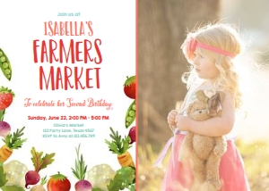 Birthday Invitation Farmers Market Veggies - With Photo design preview
