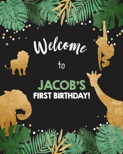Welcome Sign Safari Animals Wild One Boy Chalk design preview