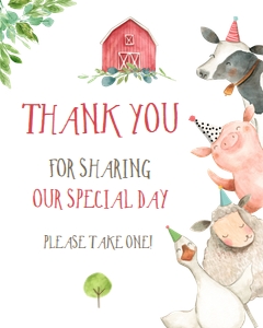 Thank You Sign Farm Animals Boy White design preview