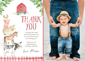 Thank You Card Farm Animals Boy - With Photo design preview