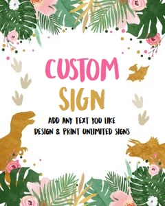 Custom Editable Sign Dinosaur Gold Girl 8x10 design preview