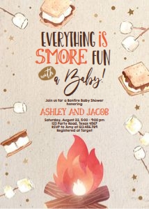 Baby Shower Invitation Smore Brown design preview