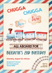 Birthday Invitation Vintage Train design preview