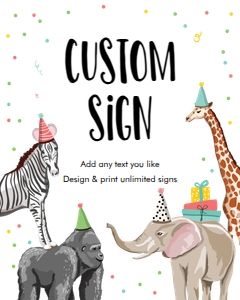 Editable Custom Sign Party Animals 8x10 design preview