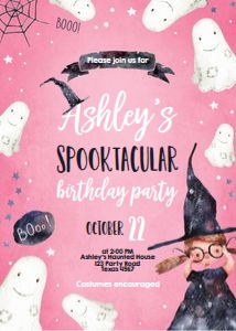 Birthday Invitation Spooktacular Pink design preview