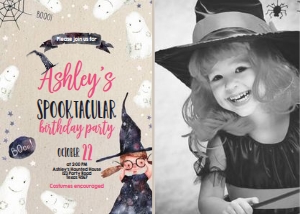 Birthday Invitation Spooktacular Grey - With Photo design preview