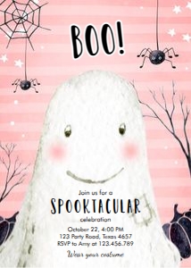 Halloween Boo Invitation Pink design preview