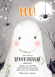 Halloween Boo Invitation Grey design preview
