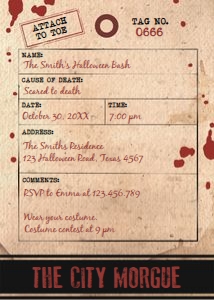 Halloween Invitation Toe Tag design preview