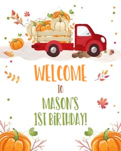 Welcome Sign Pumpkin Truck Red design preview