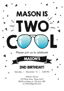 Birthday Invitation Two Cool White design preview