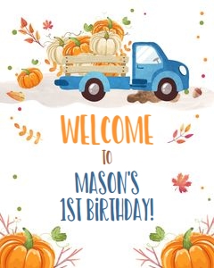 Welcome Sign Pumpkin Truck Blue design preview