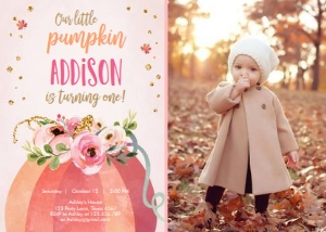 Birthday Invitation Pumpkin - With Photo design preview