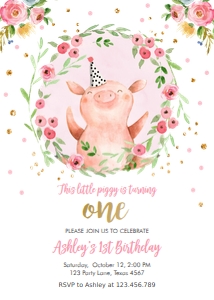 Birthday Invitation Pig design preview