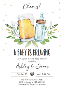 Baby is Brewing Invitation White design preview