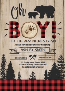 Baby Shower Invitation Lumberjack Oh Boy design preview