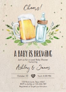 Baby is Brewing Invitation Brown design preview