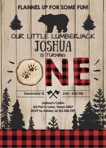 Birthday Invitation Lumberjack One Foot Prints design preview