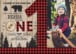 Birthday Invitation Lumberjack with photo design preview