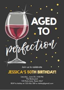 Birthday Invitation Aged to Perfection Red Wine design preview