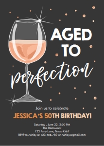 Birthday Invitation Aged to Perfection Rose Wine design preview