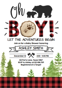 Baby Shower Invitation Lumberjack design preview