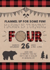 Birthday Invitation Lumberjack Four Boy design preview