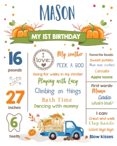Milestones Poster Pumpkin Truck Blue design preview