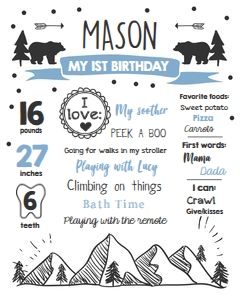 Birthday Milestones Sign Wild Adventure design preview