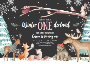 Birthday Invitation Winter Black V2 design preview