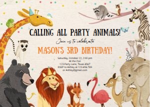 Birthday Invitation Zoo Brown design preview