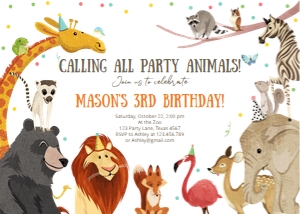 Birthday Invitation Zoo White design preview