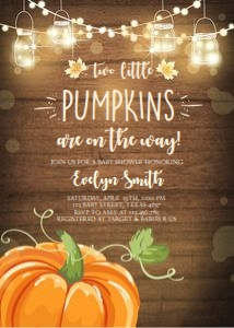 Baby Shower Invitation Two Little Pumpkins Twins 2 design preview