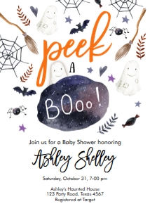 Baby Shower Invitation Peek a Boo White design preview