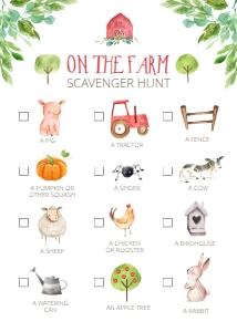 Scavenger Hunt Farm Animals Boy design preview