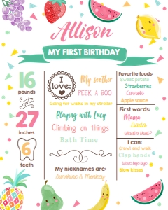 Birthday Milestone Poster Fruit Faces design preview