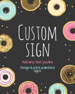Birthday Donut Custom Editable Sign Chalk design preview