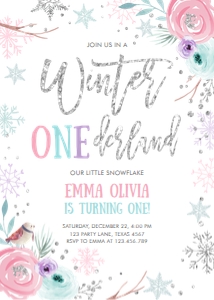 Birthday Invitation Winter Onederland design preview