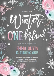 Birthday Invitation Winter Onederland Grey design preview