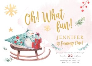 Birthday Invitation Oh What Fun Winter Sleigh Christmas design preview