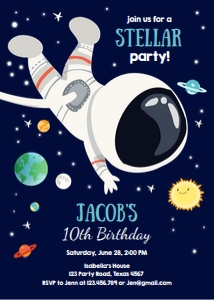 Birthday Invitation Space Astronaut Boy design preview