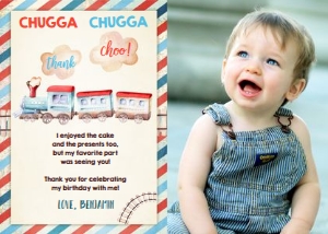 Thank You Card Vintage Train - With Photo design preview