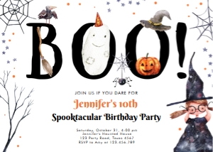 Birthday Invitation Halloween Boo design preview