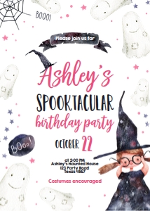 Birthday Invitation Spooktacular White Pink design preview