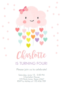 Birthday Invitation Cloud Hearts Pink design preview