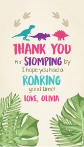 Favor Tags Dinosaur Roaring Girl design preview
