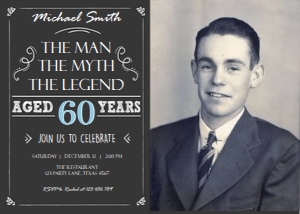 Birthday Invitation Man Myth Legend Black 60 - With Photo design preview
